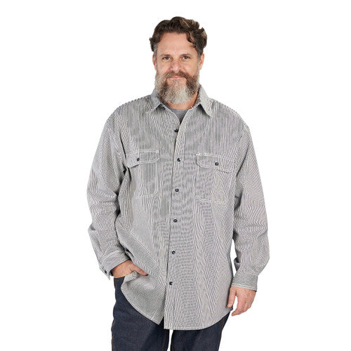Key Men's Hickory Stripe Zip Up Logger Shirt