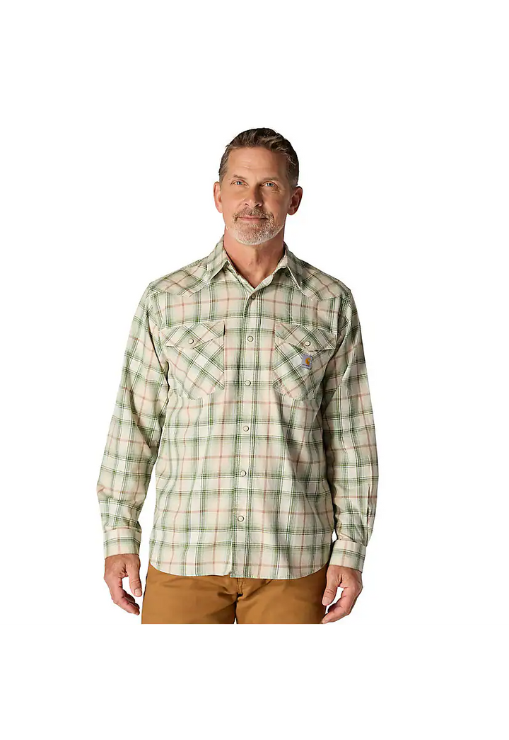 Carhartt Men's Montana Rugged Flex™ Relaxed Fit Lightweight Long-Sleeve Snap-Front Plaid Shirt