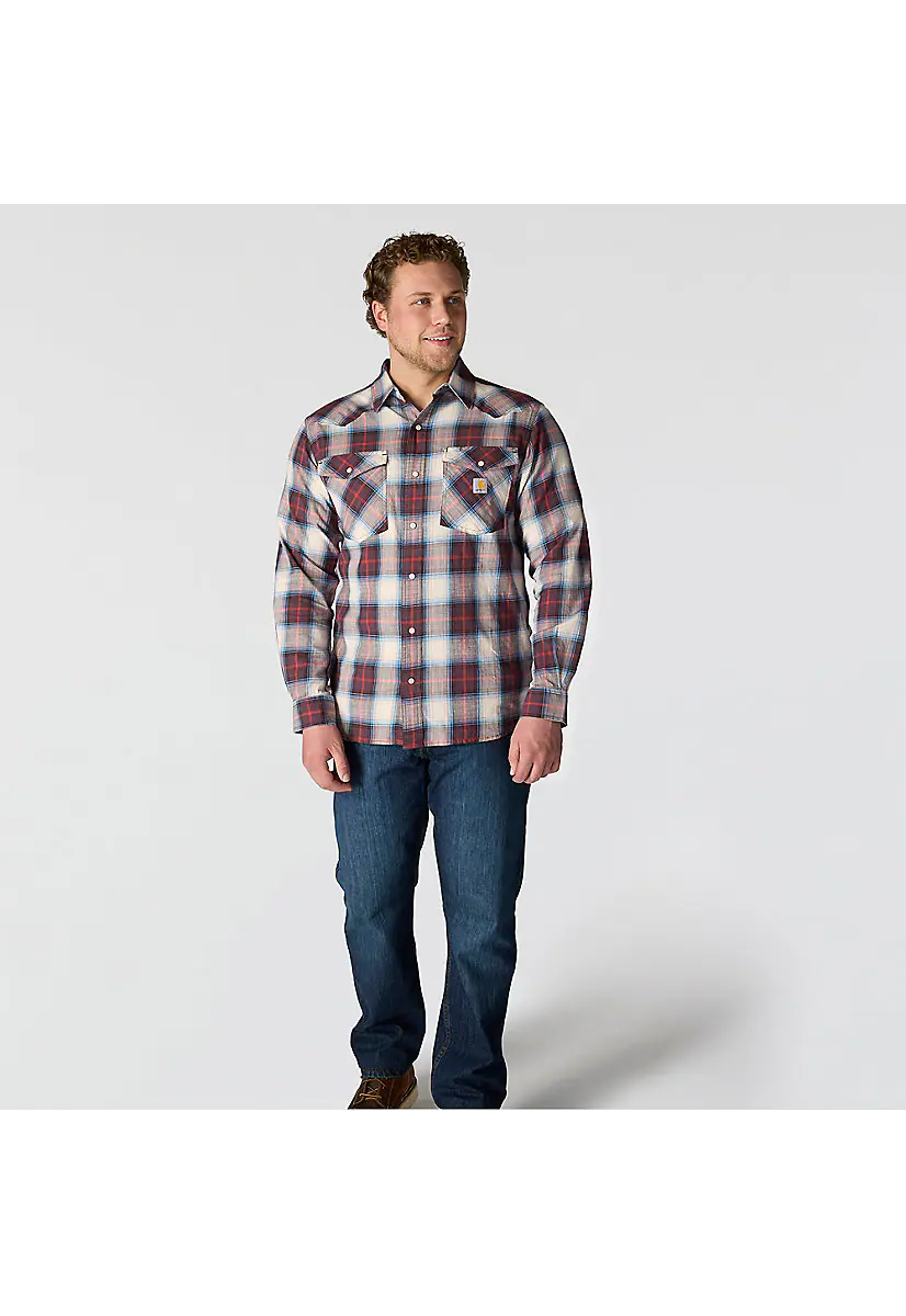 Carhartt Men's Montana Rugged Flex™ Relaxed Fit Lightweight Long-Sleeve Snap-Front Plaid Shirt