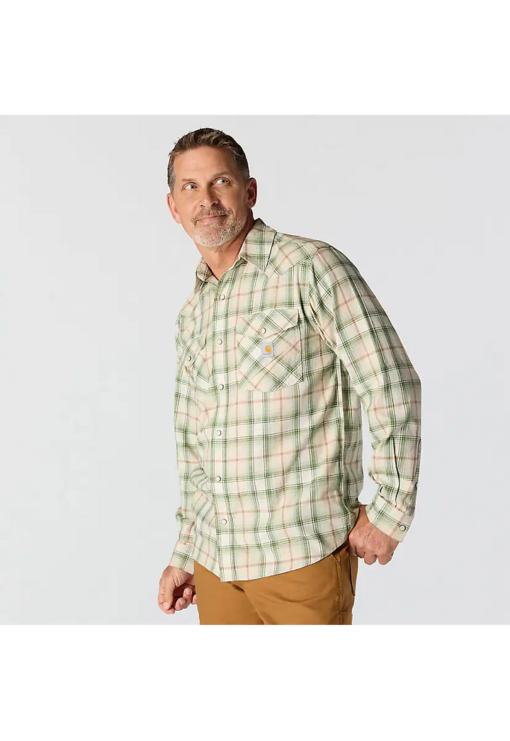 Carhartt Men's Montana Rugged Flex™ Relaxed Fit Lightweight Long-Sleeve Snap-Front Plaid Shirt