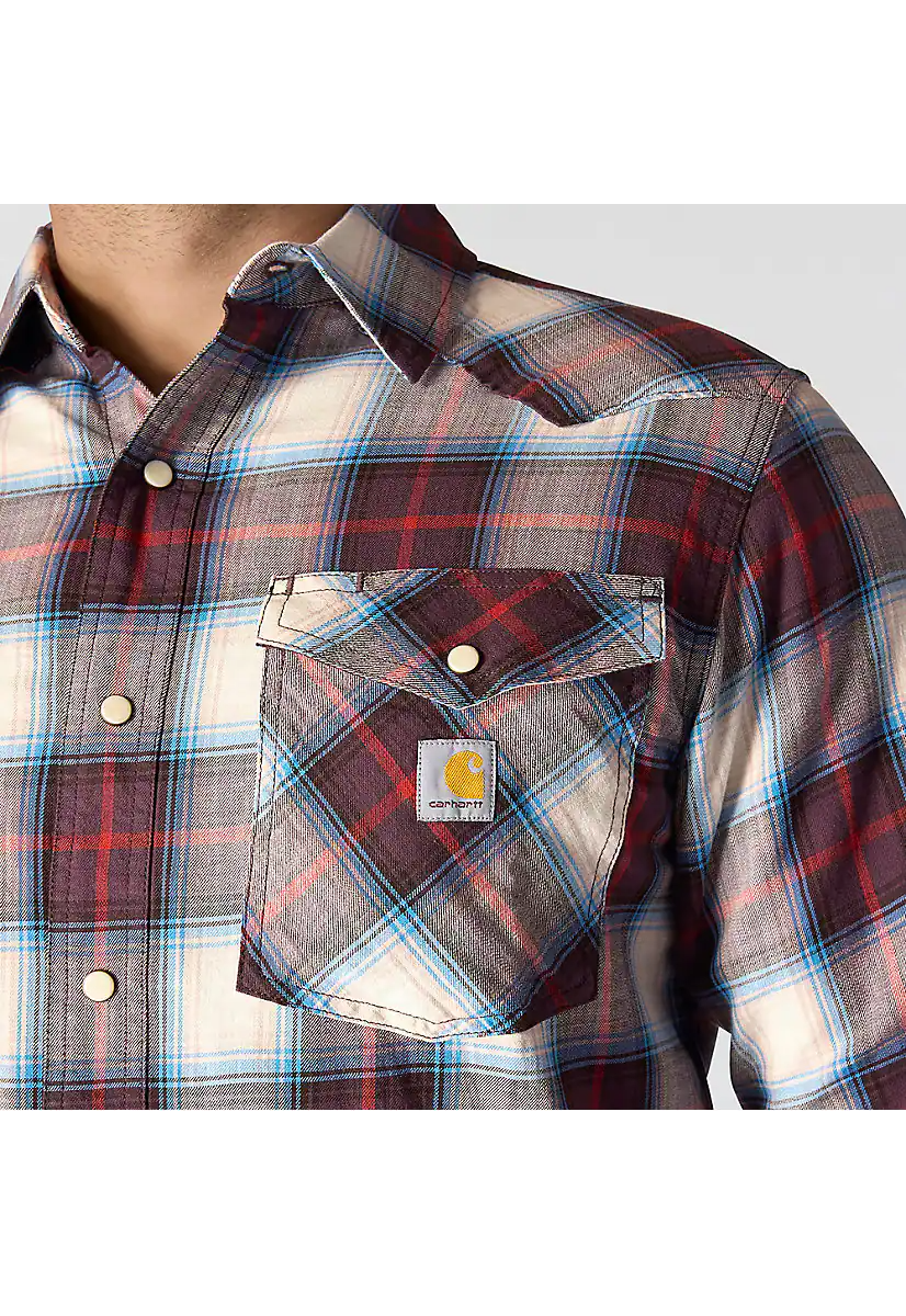 Carhartt Men's Montana Rugged Flex™ Relaxed Fit Lightweight Long-Sleeve Snap-Front Plaid Shirt