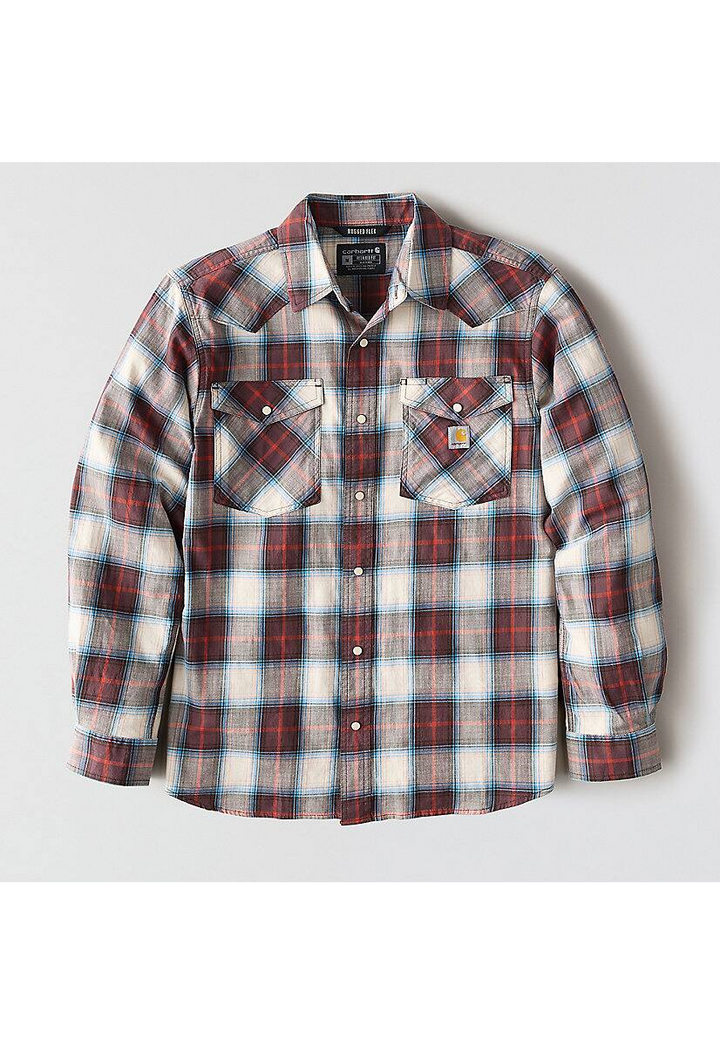 Carhartt Men's Montana Rugged Flex™ Relaxed Fit Lightweight Long-Sleeve Snap-Front Plaid Shirt