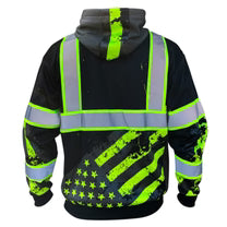 SafetyShirtz Men's SS360º Stealth American Grit Enhanced Visibility Reflective Safety Hoodie