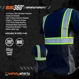 SafetyShirtz Men's SS360º Stealth Basic Black Reflective Safety Shirt