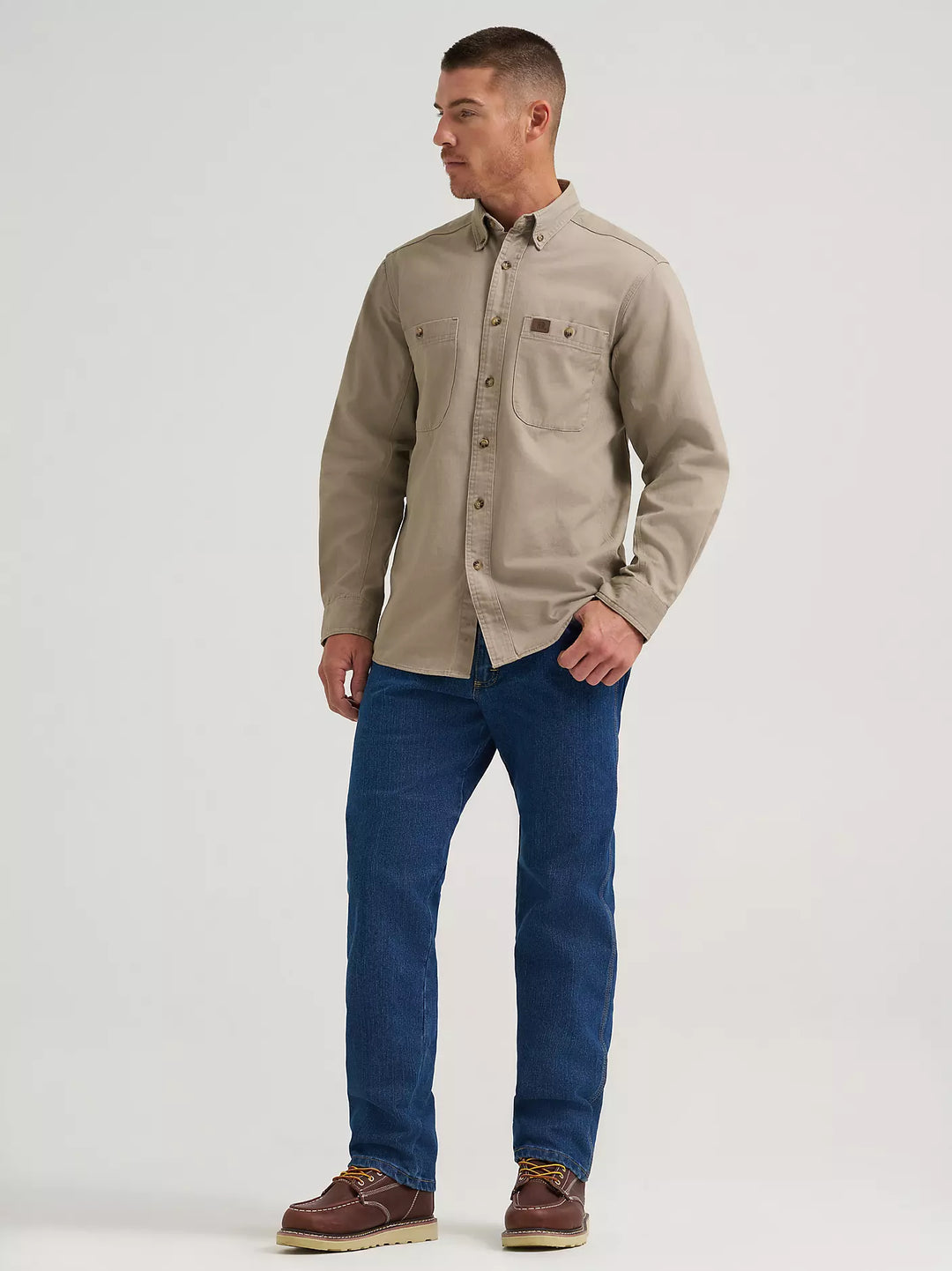 Wrangler Men's  RIGGS Workwear Long Sleeve Button Down Solid Twill Work Shirt