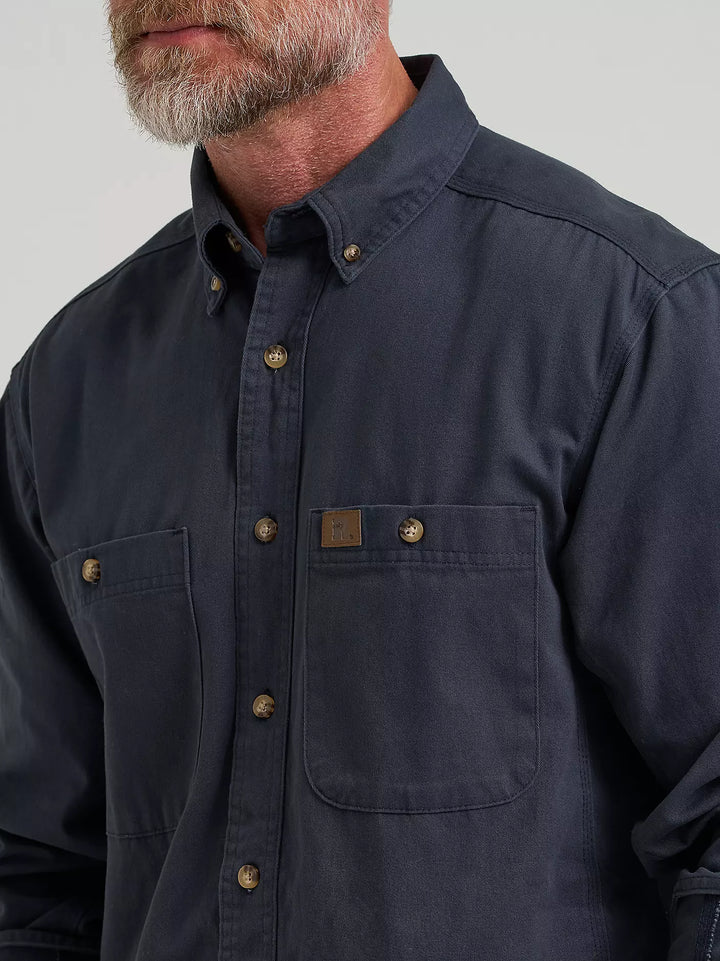 Wrangler Men's  RIGGS Workwear Long Sleeve Button Down Solid Twill Work Shirt