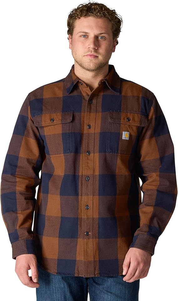 Carhartt Men's Loose Fit Heavyweight Flannel Long-Sleeve Plaid Shirt