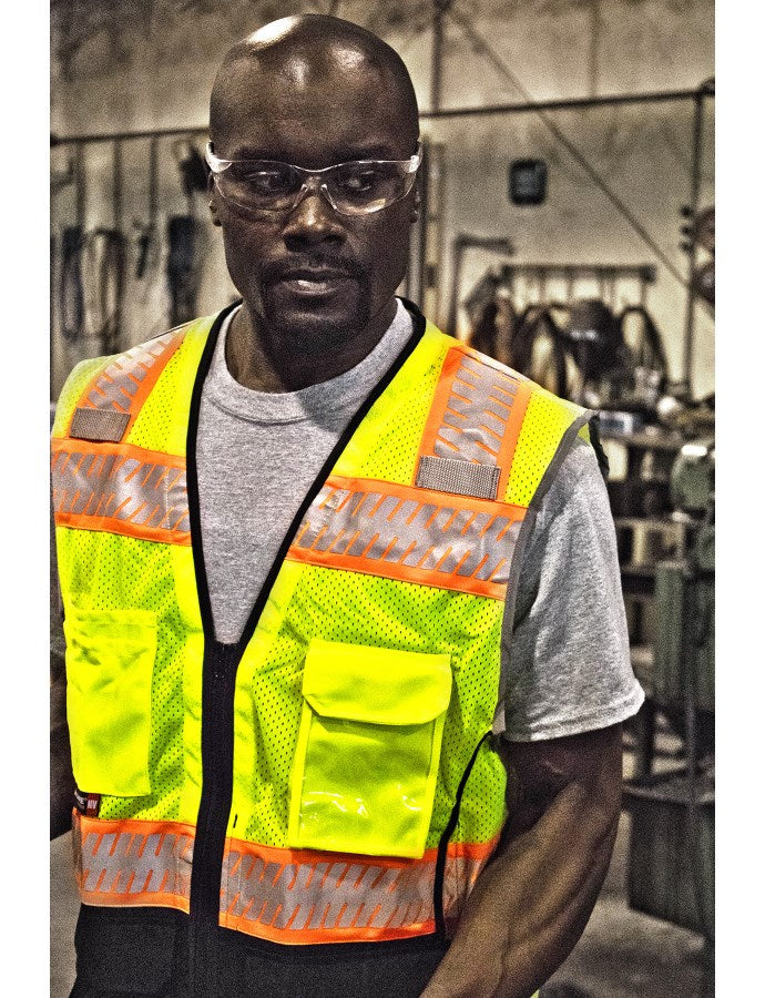 Majestic Men's High Visibility Mesh Vest with DOT Reflective Chainsaw Striping, ANSI 2, R