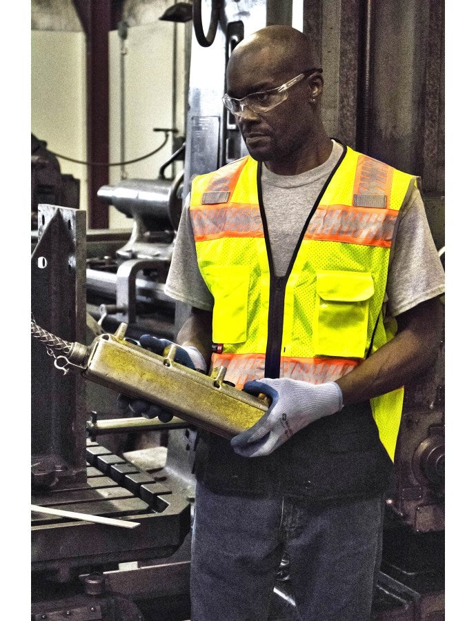 Majestic Men's High Visibility Mesh Vest with DOT Reflective Chainsaw Striping, ANSI 2, R