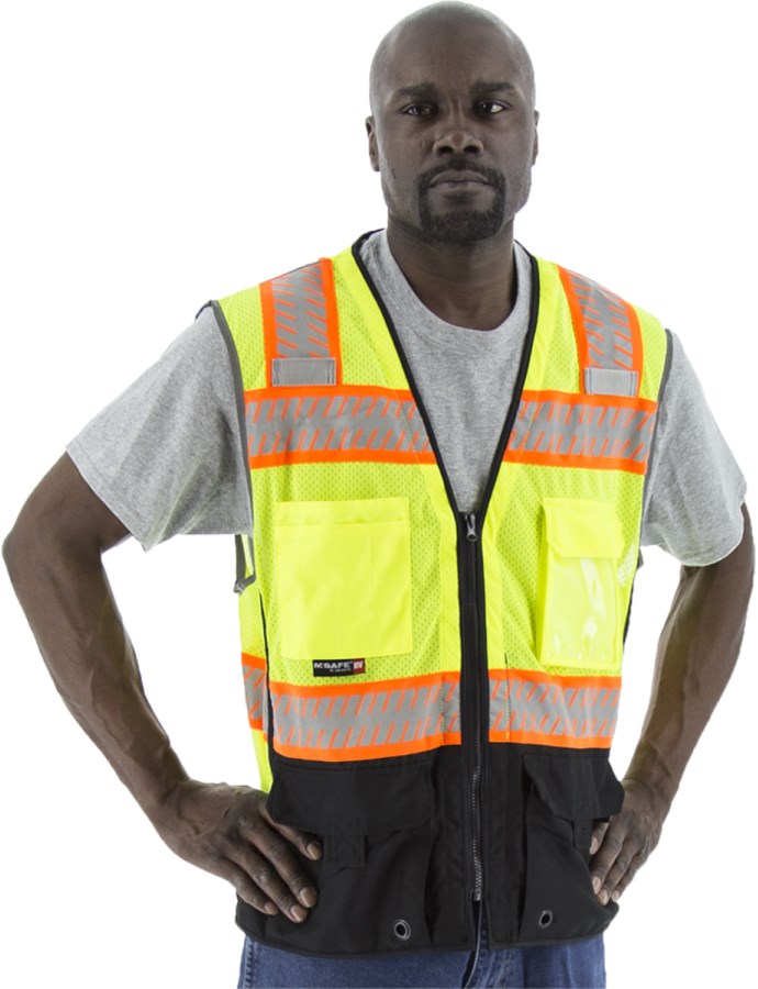 Majestic Men's High Visibility Mesh Vest with DOT Reflective Chainsaw Striping, ANSI 2, R