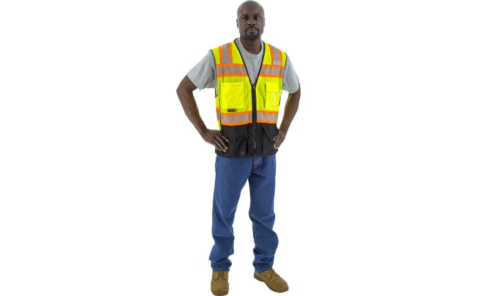 Majestic Men's High Visibility Mesh Vest with DOT Reflective Chainsaw Striping, ANSI 2, R
