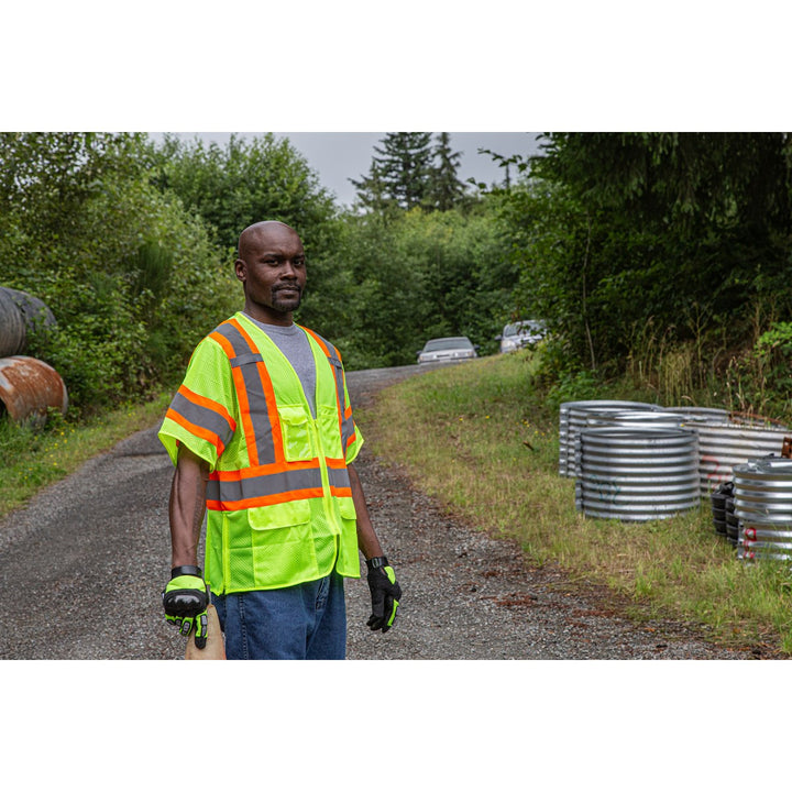 Majestic Men's High Visibility Mesh Vest with DOT Striping, ANSI 3, R
