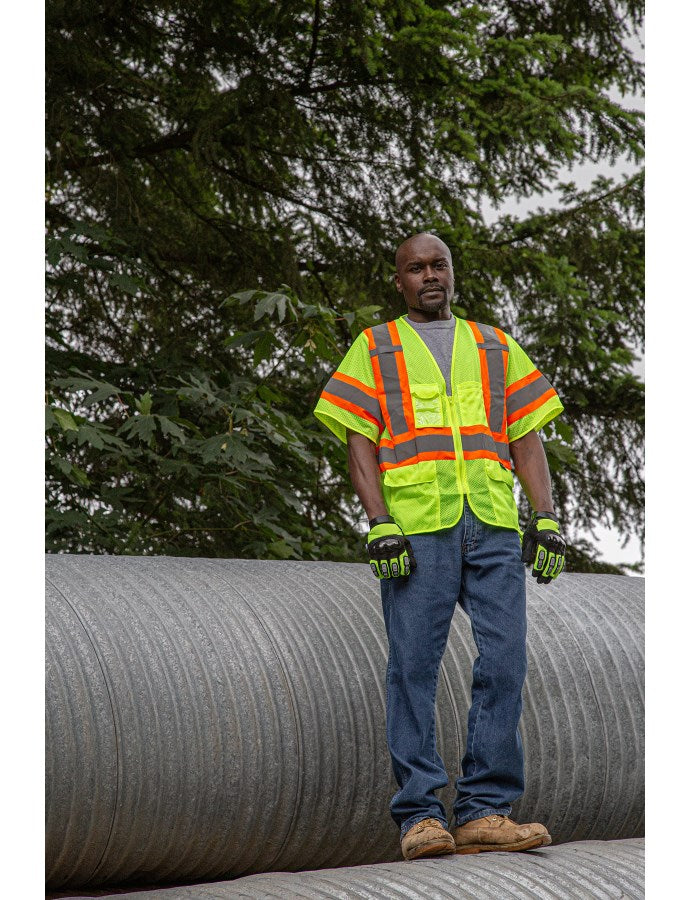 Majestic Men's High Visibility Mesh Vest with DOT Striping, ANSI 3, R