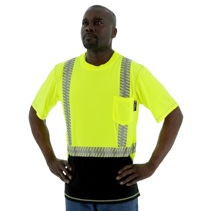 Majestic Men's High Visibility Snag Resistant Short Sleeve Shirt with Reflective Chainsaw Striping, ANSI 2, R
