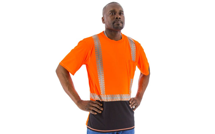 Majestic Men's High Visibility Snag Resistant Short Sleeve Shirt with Reflective Chainsaw Striping, ANSI 2, R