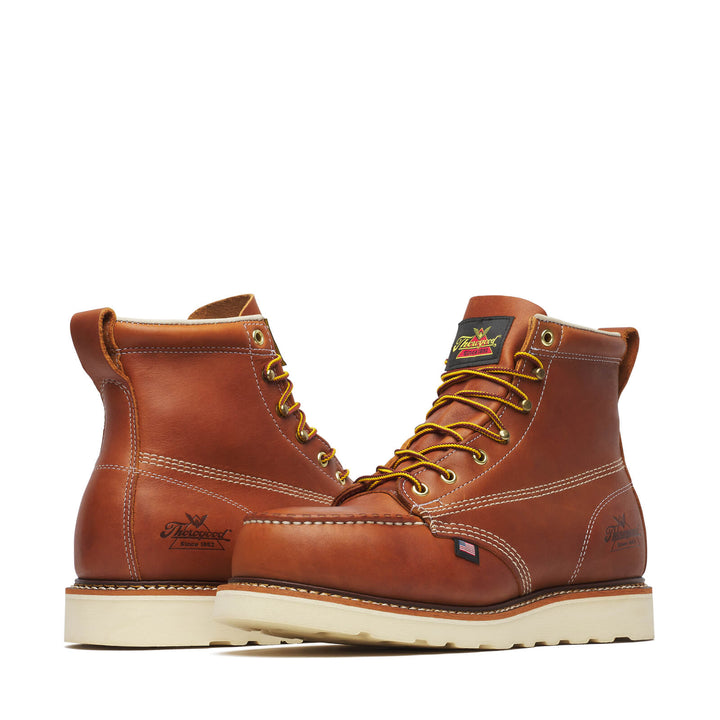 Thorogood Men's American Heritage – 6″ Tobacco Safety Toe – Moc Toe