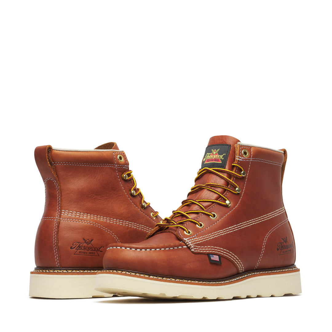 Thorogood Men's American Heritage – 6″ Tobacco Moc Toe – MAXWear Wedge