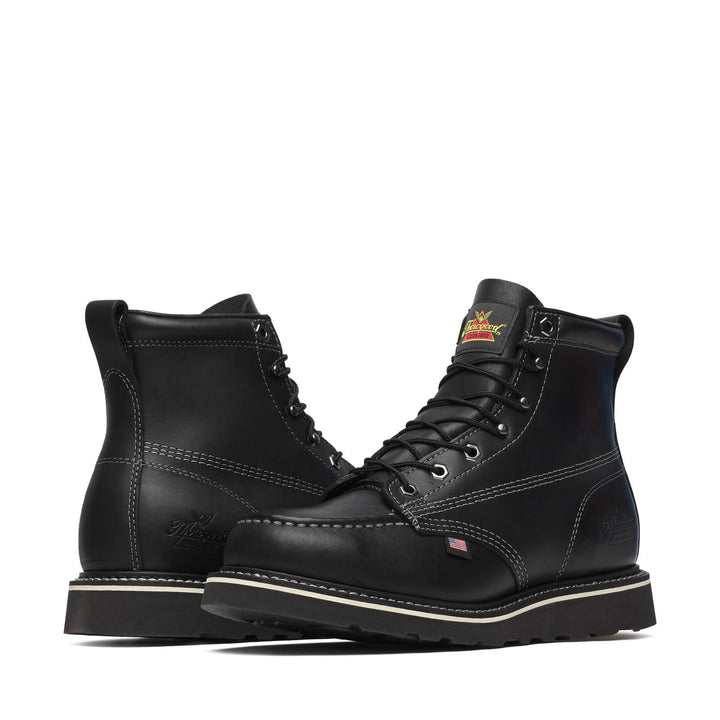 Thorogood Men's American Heritage Midnight Series 6″ Black Moc Toe