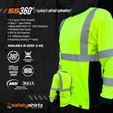 SafetyShirtz Men's SS360º Basic Long Sleeve Class 3 Reflective Safety Tee