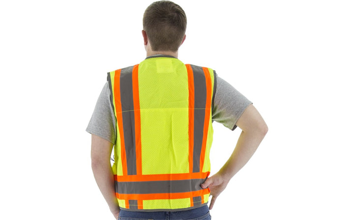 Majestic Men’s High Visibility Heavy Duty Surveyors Vest with Two-Tone DOT Striping, ANSI 2, R