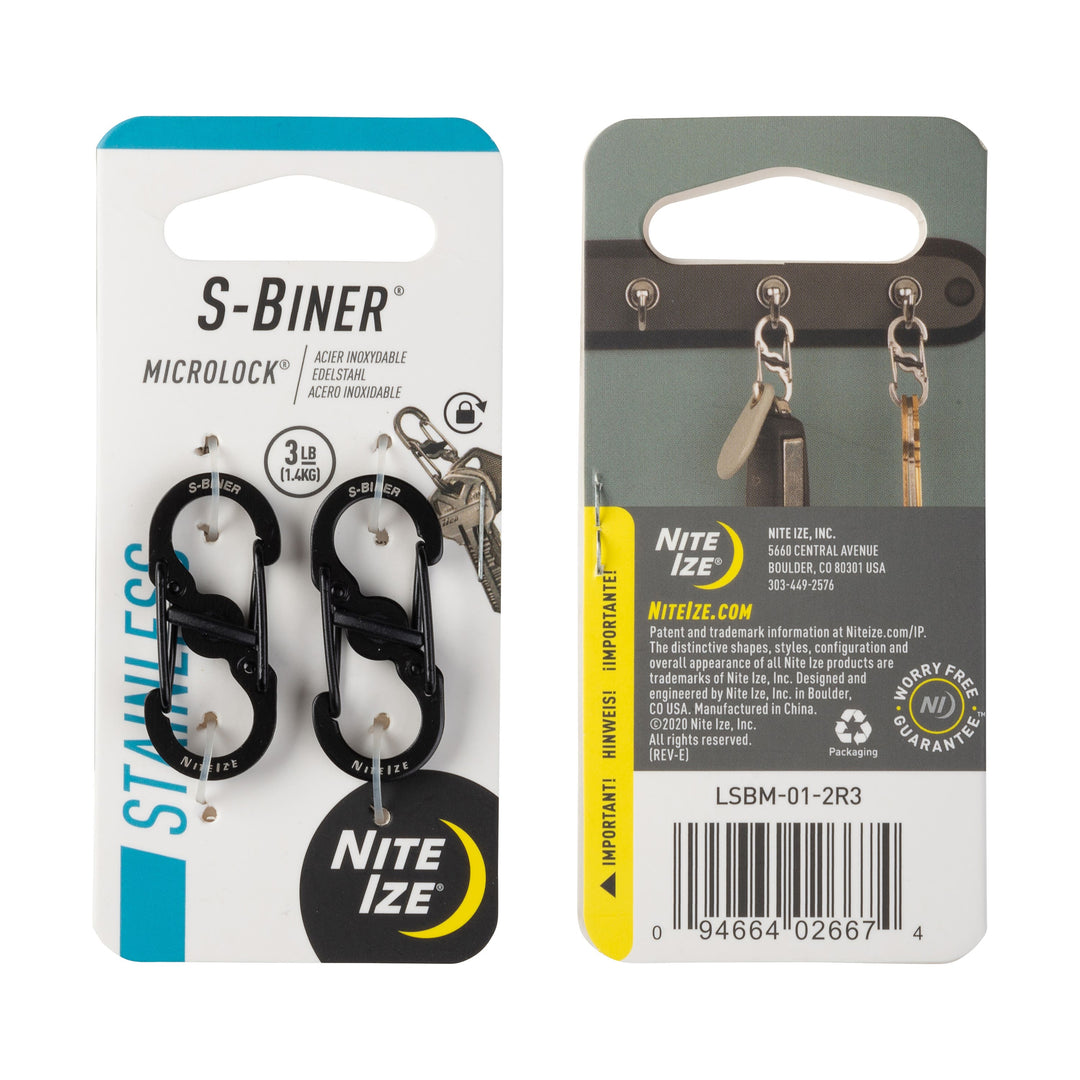 Nite Ize S-Biner MicroLock Stainless Steel Black