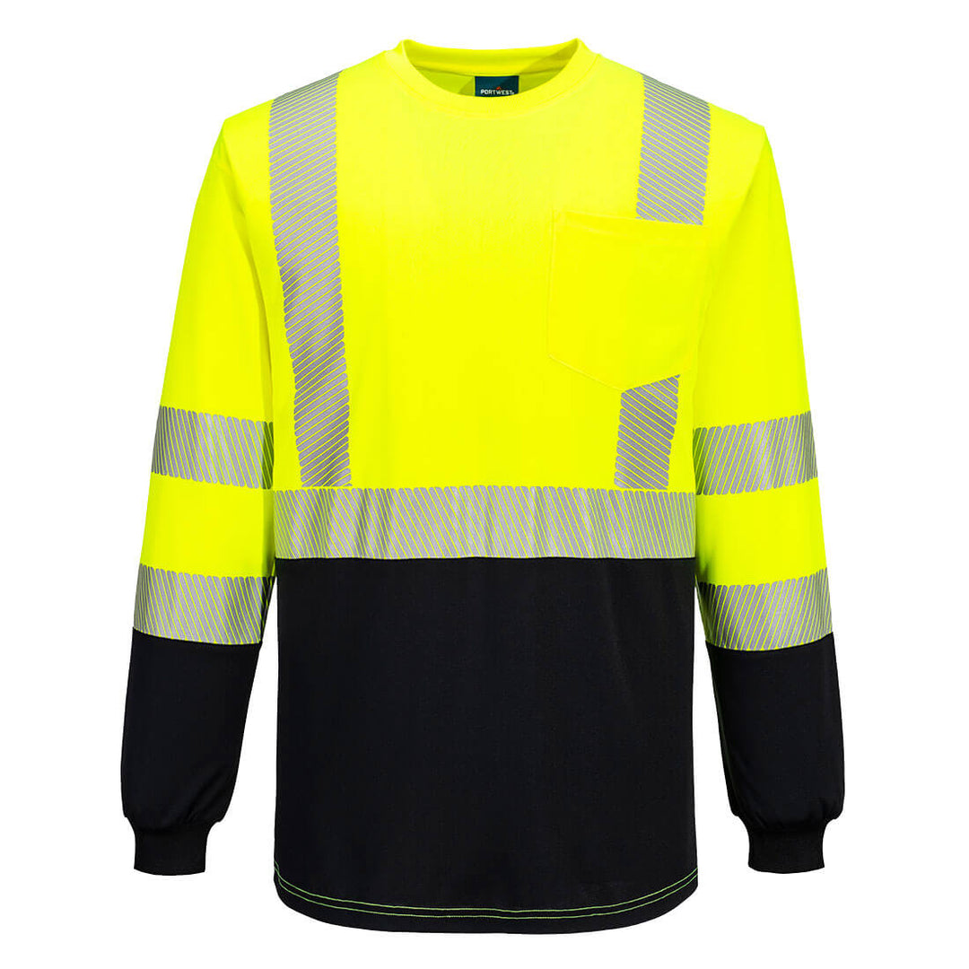 Portwest Men's Hi-Vis Segmented Tape Contrast T-Shirt L/S