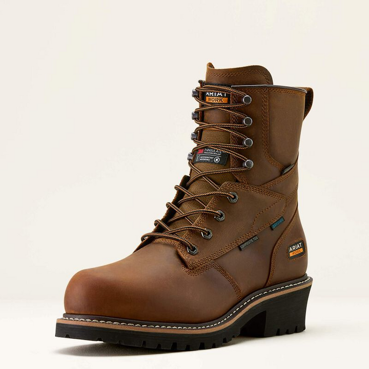 Ariat Men's Logger Shock Shield 8" Waterproof Composite Toe Work Boot