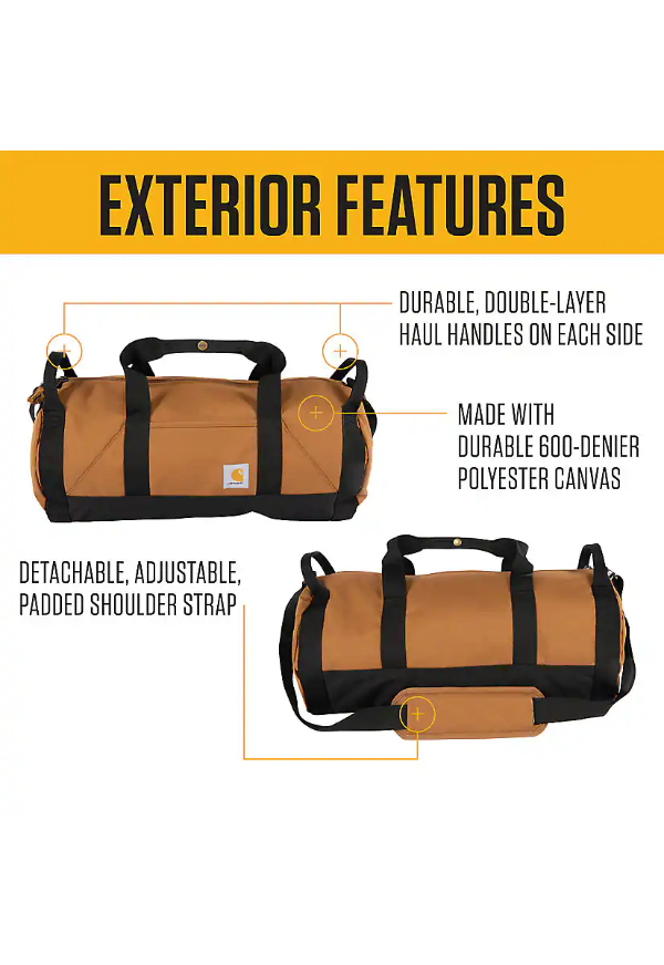 carhartt-25l-classic-round-duffel-exterior-features-workwear-wearhouse-work-boots-apparel-safety-gear

