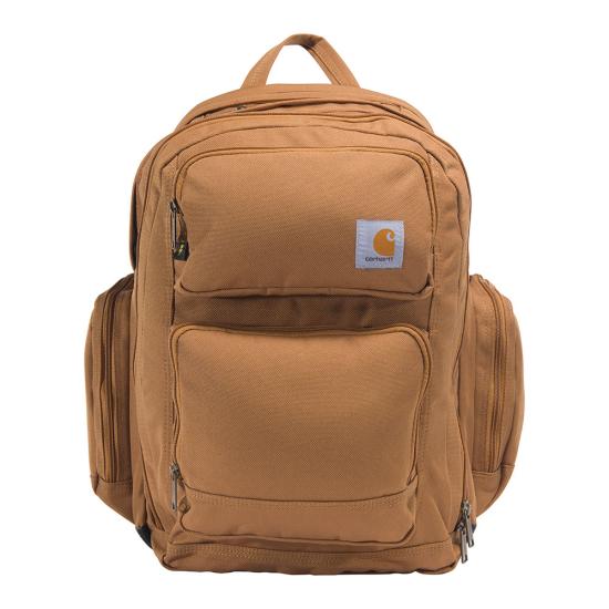 carhartt-35l-triple-compartment-backpack-front-brown-workwear-wearhouse-work-boots-apparel-safety-gear
