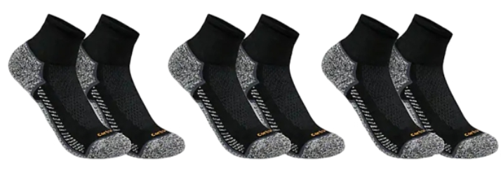 carhartt-force-midweight-quarter-sock-3-pack-black-workwear-wearhouse-work-boots-apparel-safety-gear
