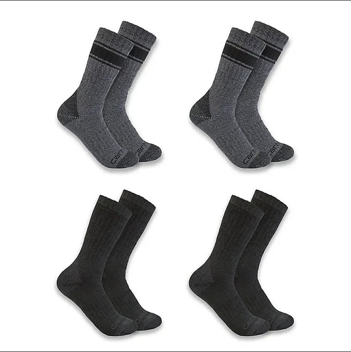 carhartt-heavyweight-crew-sock-4-pack-carbon-heather-workwear-wearhouse-work-boots-apparel-safety-gear
