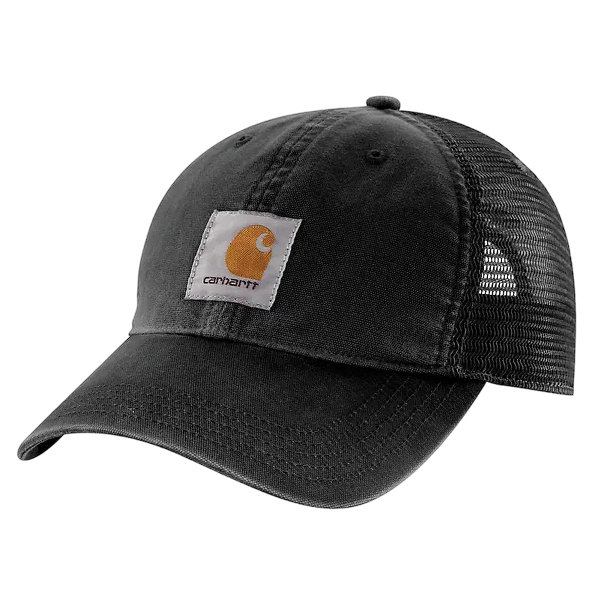 carhartt-mens-canvas-mesh-back-cap-black-workwear-wearhouse-work-boots-apparel-safety-gear
