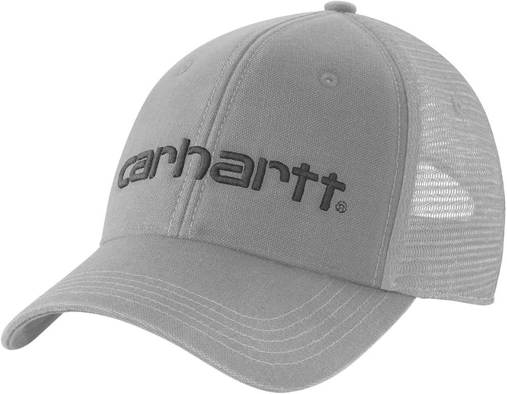 carhartt-mens-canvas-mesh-back-logo-graphic-cap-asphalt-workwear-wearhouse-work-boots-apparel-safety-gear
