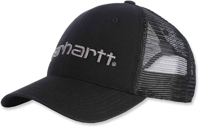 carhartt-mens-canvas-mesh-back-logo-graphic-cap-black-workwear-wearhouse-work-boots-apparel-safety-gear
