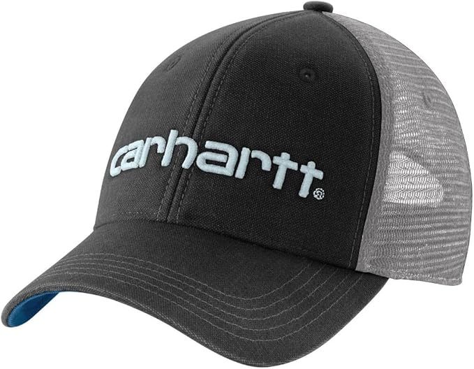 carhartt-mens-canvas-mesh-back-logo-graphic-cap-dark-horizon-blue-workwear-wearhouse-work-boots-apparel-safety-gear
