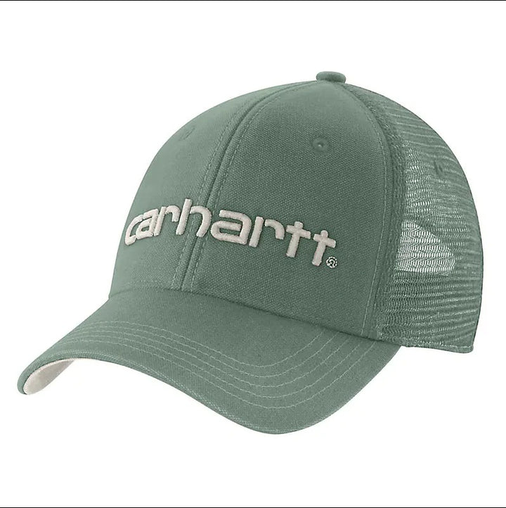 carhartt-mens-canvas-mesh-back-logo-graphic-cap-green-slate-workwear-wearhouse-work-boots-apparel-safety-gear
