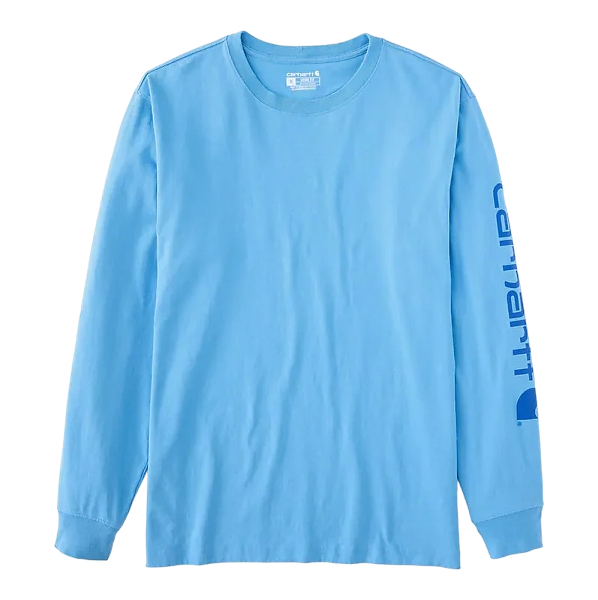 carhartt-mens-dearborn-loose-ls-logo-t-shirt-tranquil-blue-workwear-wearhouse-work-boots-apparel-safety-gear
