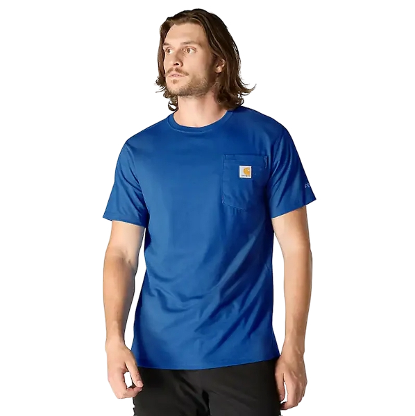 carhartt-mens-force-relaxed-t-shirt-front-electric-indigo-heather-workwear-wearhouse-work-boots-apparel-safety-gear
