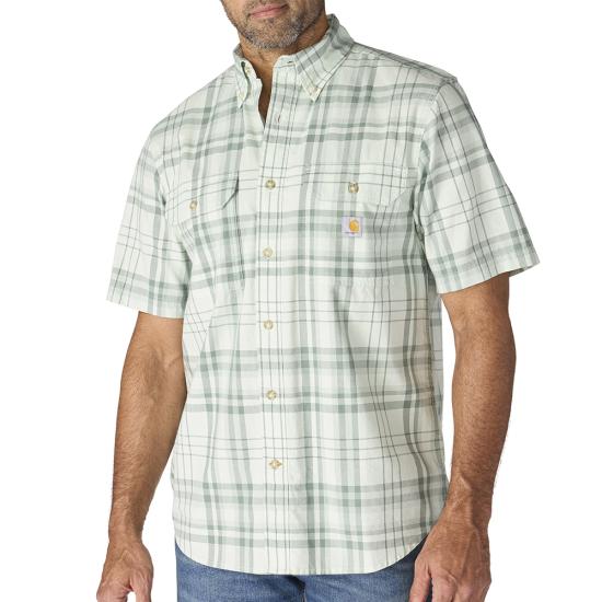 carhartt-mens-fort-loose-fit-ss-plaid-shirt-front-smoked-teal-workwear-wearhouse-work-boots-apparel-safety-gear
