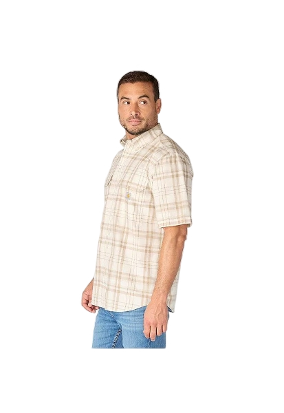 carhartt-mens-fort-loose-fit-ss-plaid-shirt-left-eggshell-workwear-wearhouse-work-boots-apparel-safety-gear
