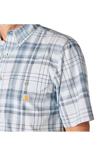carhartt-mens-fort-loose-fit-ss-plaid-shirt-pocket-blue-aura-workwear-wearhouse-work-boots-apparel-safety-gear
