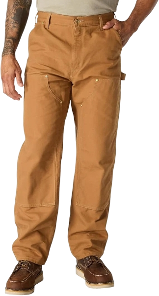 carhartt-mens-iconic-b01-firm-duck-double-front-dungaree-brown-front-workwear-wearhouse-work-boots-apparel-safety-gear
