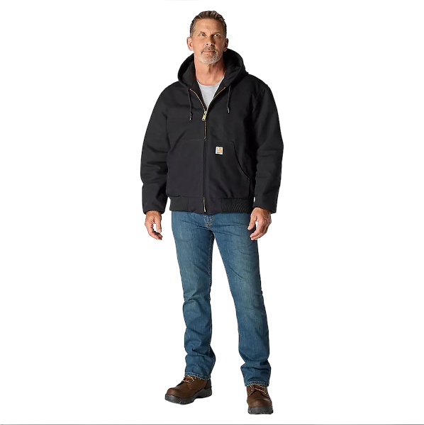 carhartt-mens-iconic-j140-firm-duck-active-jac-full-front-black--workwear-wearhouse-work-boots-apparel-safety-gear
