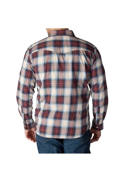 carhartt-mens-montana-rugged-flex-relaxed-fit-lightweight-long-sleeve-snap-front-plaid-shirt-back-dark-sepia-workwear-wearhouse-work-boots-apparel-safety-gear
