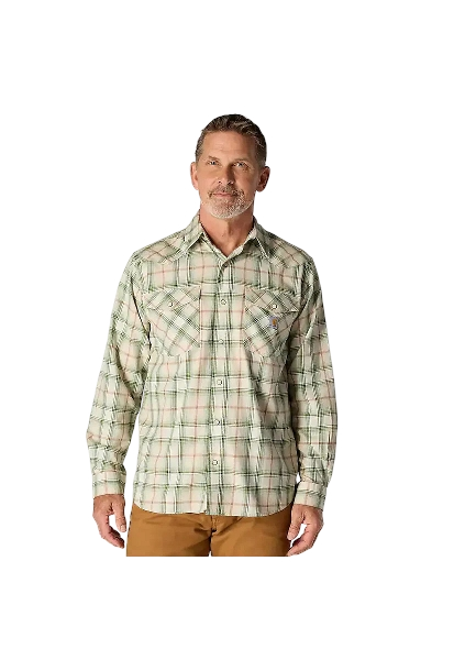 carhartt-mens-montana-rugged-flex-relaxed-fit-lightweight-long-sleeve-snap-front-plaid-shirt-front-oatmilk-workwear-wearhouse-work-boots-apparel-safety-gear
