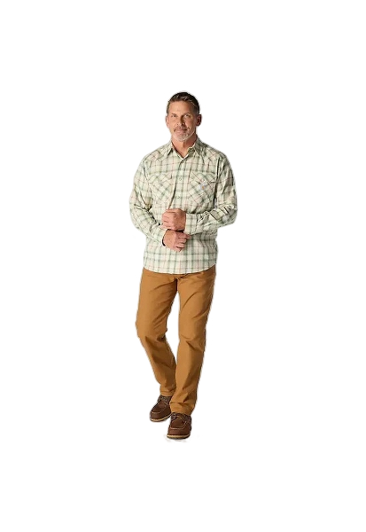 carhartt-mens-montana-rugged-flex-relaxed-fit-lightweight-long-sleeve-snap-front-plaid-shirt-full-front-oatmilk-workwear-wearhouse-work-boots-apparel-safety-gear
