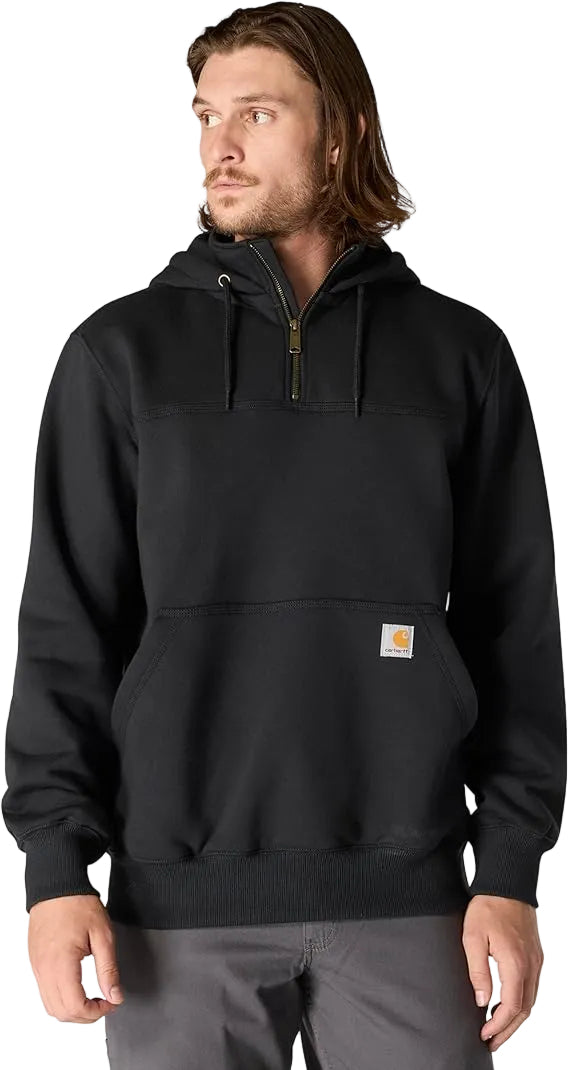 carhartt-mens-rain-defender-paxton-14-zip-sweatshirt-front-black-workwear-wearhouse-work-boots-apparel-safety-gear

