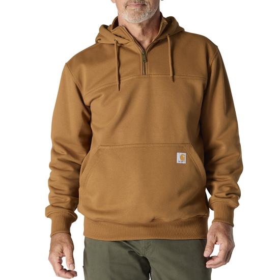 carhartt-mens-rain-defender-paxton-14-zip-sweatshirt-front-carhartt-brown-workwear-wearhouse-work-boots-apparel-safety-gear
