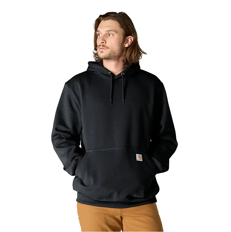 carhartt-mens-rain-defender-paxton-sweatshirt-full-front-black-workwear-wearhouse-work-boots-apparel-safety-gear
