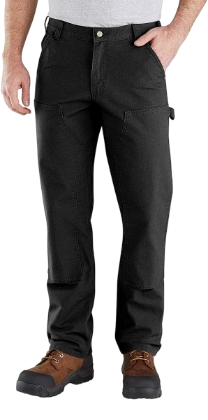 carhartt-mens-relaxed-straight-rugged-flex-duck-double-front-dungaree-front-black-workwear-wearhouse-work-boots-apparel-safety-gear
